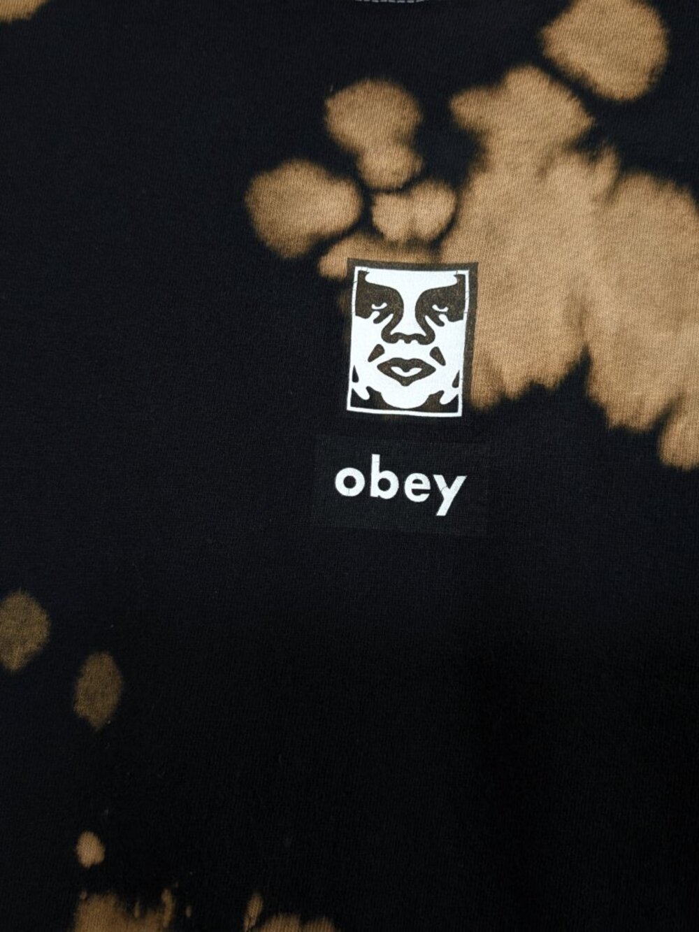 OBEY T Shirt Men's XL Black Brown Tie Dye Short Sleeve Logo - Picture 4 of 10